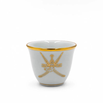 12 Piece Cawa Cup Set in White Porcelain with Gold Rim by Siddiq Gifts
