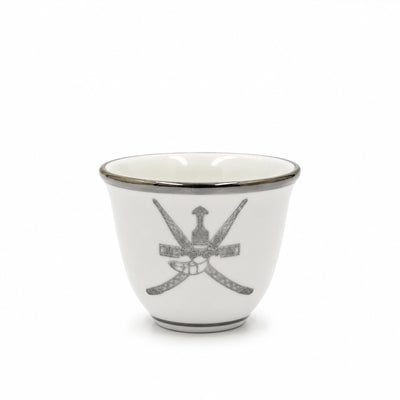 12 Piece Cawa Cup Set in White Porcelain with Silver Rim by Siddiq Gifts