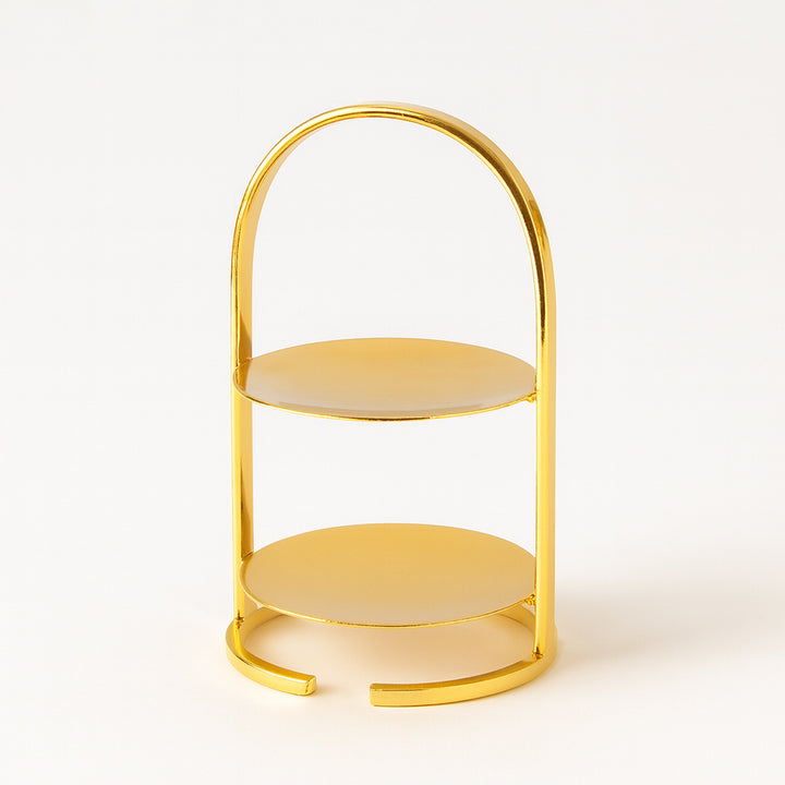 CD-6867 Two-Tier Round Snack Stand – 20 cm Height – Gold Finish – Siddiq Gifts Mussafah Abu Dhabi