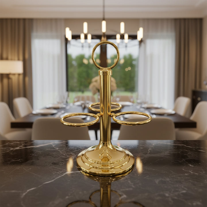 CD-7152 Cawa Cup Stand – 22 cm Height – 3-Cup Holder – French Gold Finish – Siddiq Gifts Mussafah Abu Dhabi