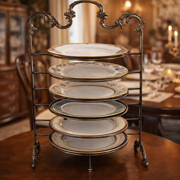 CD-7363 6-Layer Dinner Plate Stand – Dark Platinum Finish | Siddiq Gifts – Mussafah Abu Dhabi