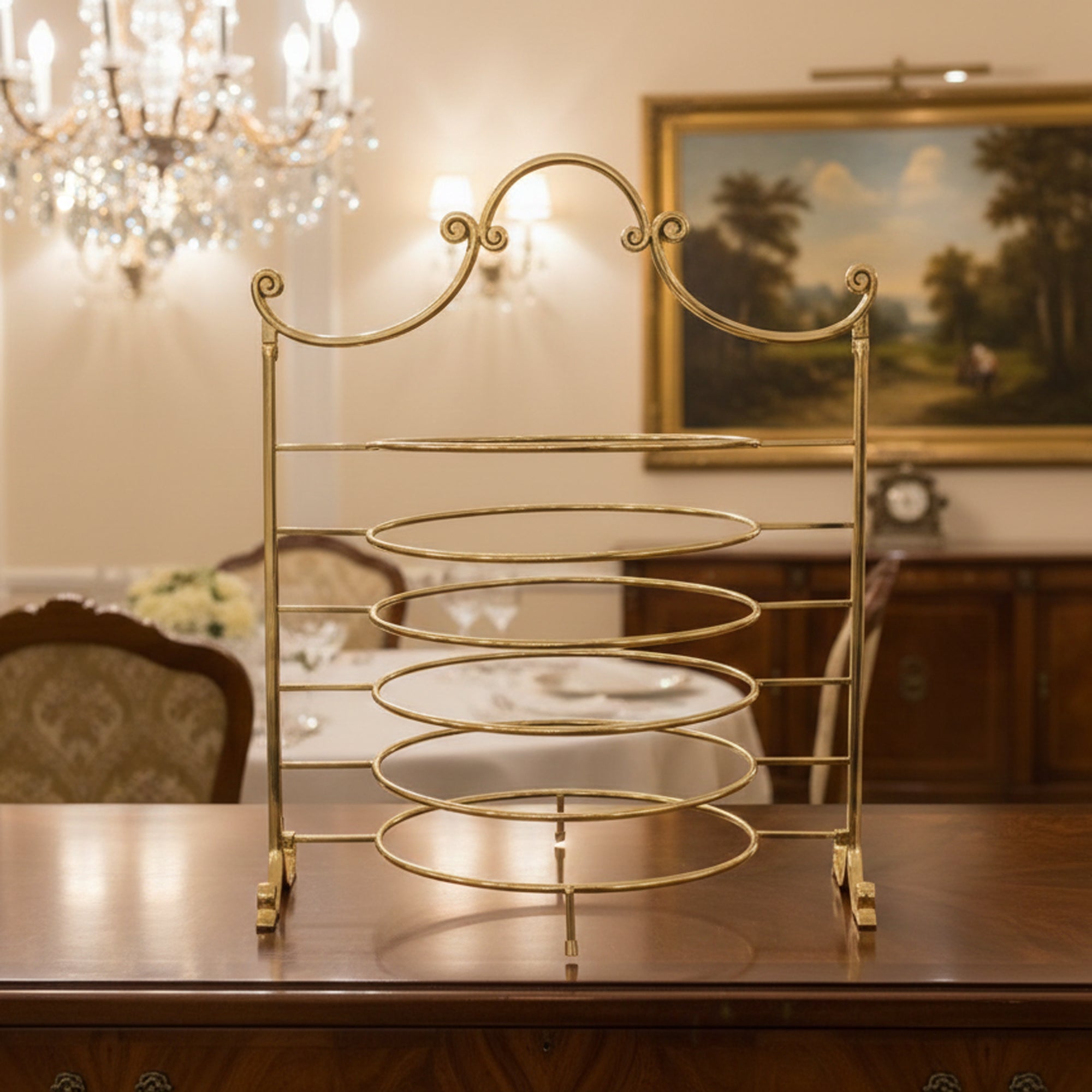 CD-7372 6-Layer Dinner Plate Stand – French Gold Finish | Siddiq Gifts – Mussafah Abu Dhabi
