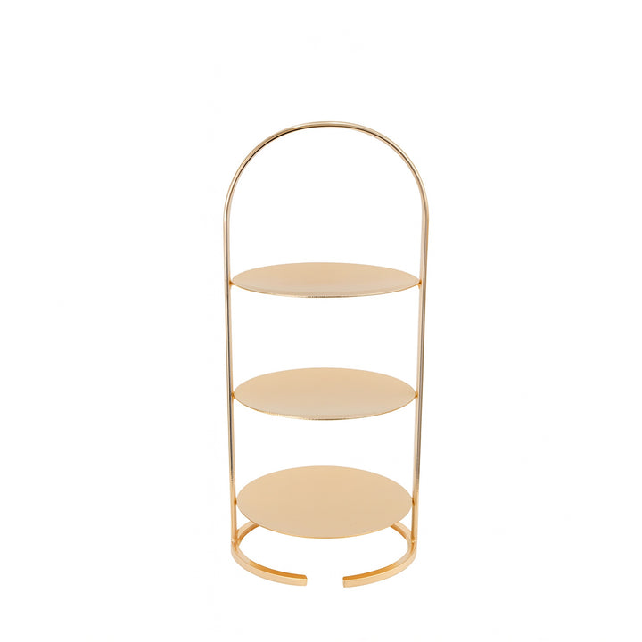 CD-7482 Three-Layer Round Cake Stand – 26 cm Height – Rose Gold Finish – Siddiq Gifts Mussafah Abu Dhabi