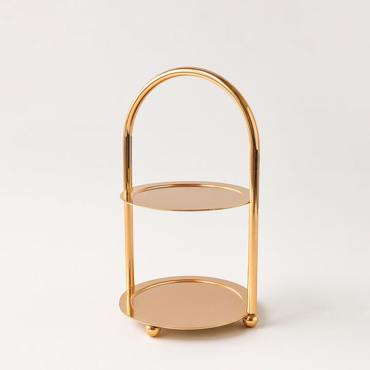 CD-7488 Two-Layer Round Cake Stand – 20 cm – Rose Gold Finish – Siddiq Gifts Mussafah Abu Dhabi