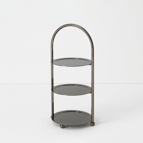 CD-7542 Three-Layer Round Cake Stand – 10 cm – Dark Platinum Finish – Siddiq Gifts Mussafah Abu Dhabi