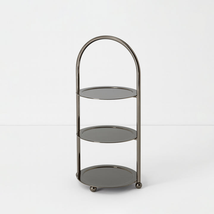 CD-7542 Three-Layer Round Cake Stand – 10 cm – Dark Platinum Finish – Siddiq Gifts Mussafah Abu Dhabi