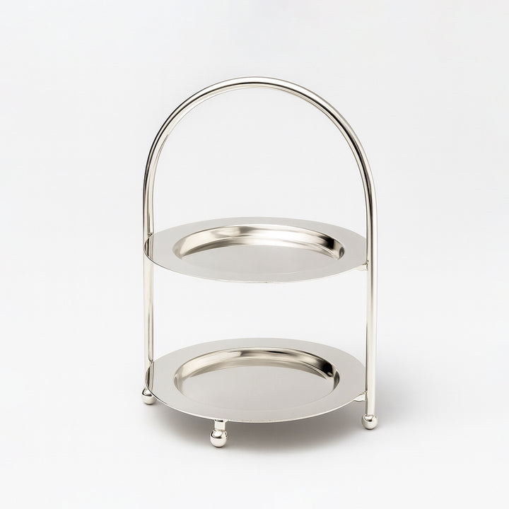 CD-7544 Two-Layer Round Cake Stand – 13.5 cm – Silver Finish – Siddiq Gifts Mussafah Abu Dhabi