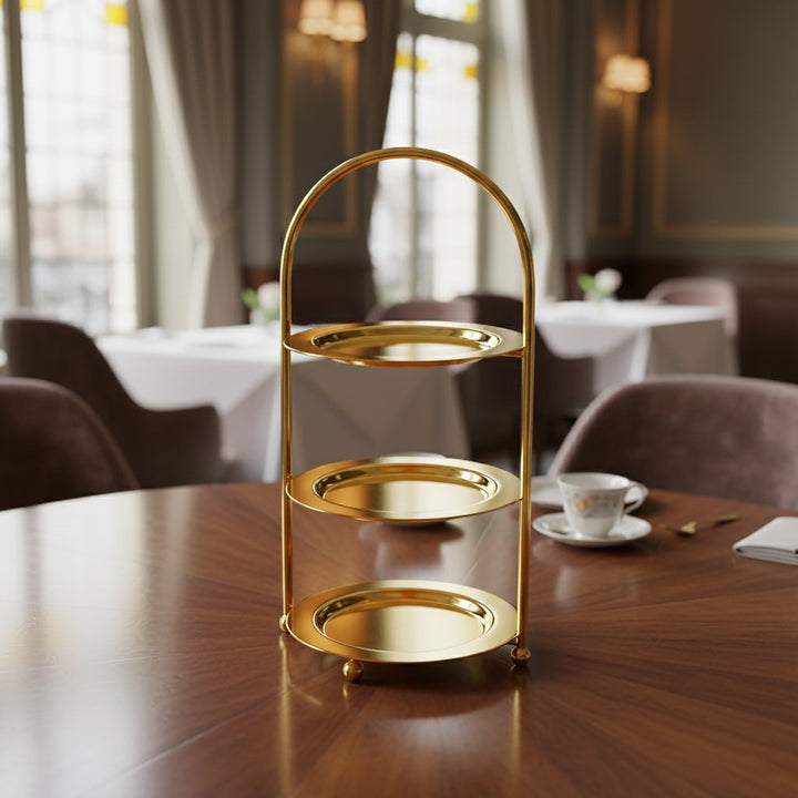 CD-7551 Three-Tier Round Cake Stand – 13.5 cm – French Gold Finish – Siddiq Gifts Mussafah Abu Dhabi