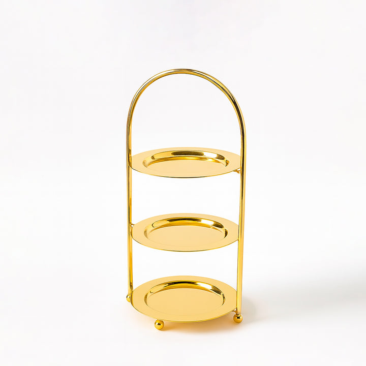 CD-7551 Three-Tier Round Cake Stand – 13.5 cm – French Gold Finish – Siddiq Gifts Mussafah Abu Dhabi