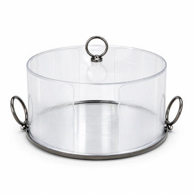 Clear Acrylic Cake Stand 30 x 15 CM Nickel Handles And Dome Lid Siddiq Gifts