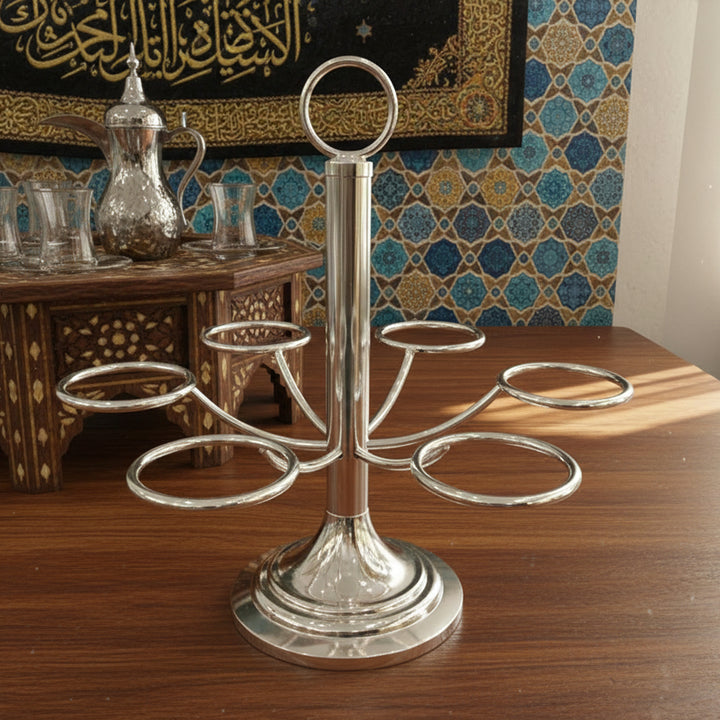 CD-7616 Stainless Steel Cawa Cup Stand – Silver – 6-Cup Holder – Siddiq Gifts Mussafah Abu Dhabi