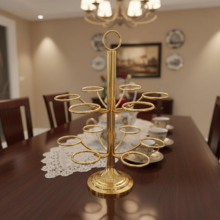 CD-7621 Stainless Steel Cawa Cup Stand – Gold – 12-Cup Holder – Siddiq Gifts Mussafah Abu Dhabi