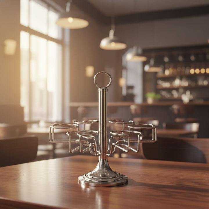 CD-7661 Stainless Steel Cawa Cup Stand – Silver – 6-Cup Holder – Siddiq Gifts Mussafah Abu Dhabi