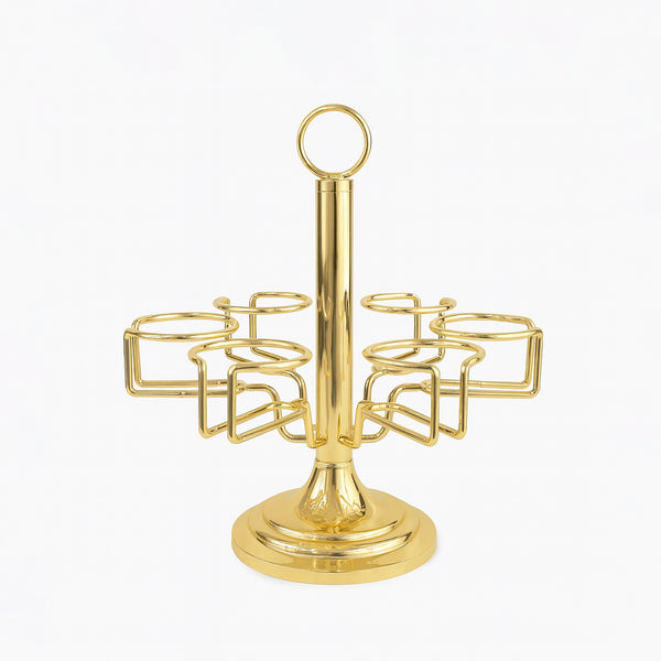 CD-7663 Stainless Steel Cawa Cup Stand – Gold – 6-Cup Holder – Siddiq Gifts Mussafah Abu Dhabi