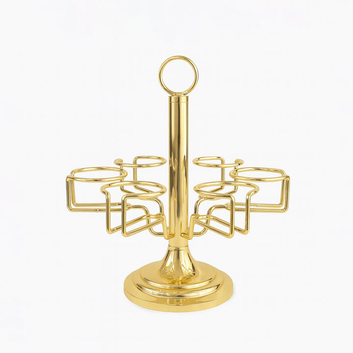 CD-7663 Stainless Steel Cawa Cup Stand – Gold – 6-Cup Holder – Siddiq Gifts Mussafah Abu Dhabi