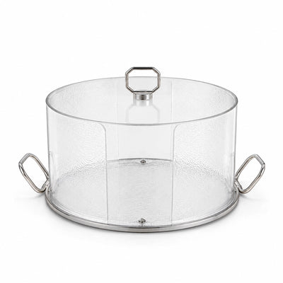 Clear Acrylic Cake Stand 30 x 15 CM Silver Handles And Dome Lid Siddiq Gifts