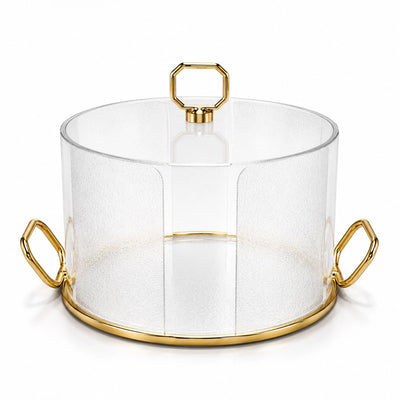 Clear Acrylic Cake Stand 30 x 15 CM Gold Handles And Dome Lid Siddiq Gifts