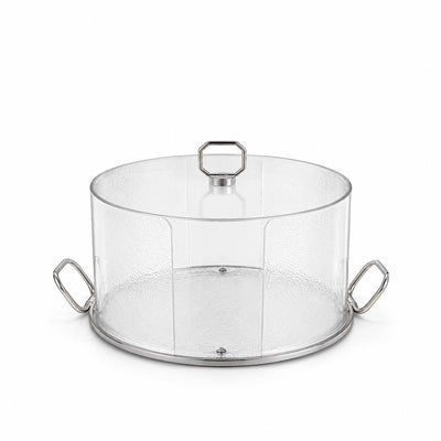 Clear Acrylic Cake Stand 25 x 15 CM Silver Handles And Dome Lid Siddiq Gifts

