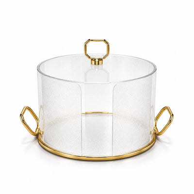Clear Acrylic Cake Stand 25 x 15 CM Gold Handles And Dome Lid Siddiq Gifts
