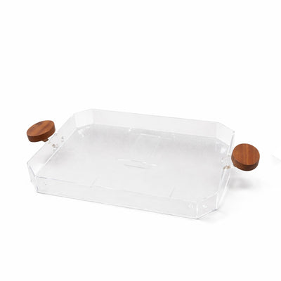CD-7746 Acrylic Serving Tray – 46 x 33 cm – Clear Finish with Wooden Handles | Siddiq Gifts – Mussafah Abu Dhabi