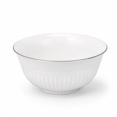 Ceramic Bowl 14 CM White Ceramic Bowl With Silver Rim Siddiq Gifts