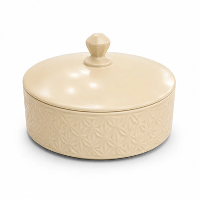 Ceramic Bowl with Lid 22 CM Cream Pattern Design Siddiq Gifts