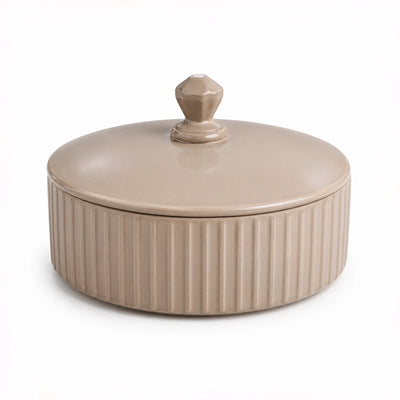 Ceramic Bowl with Lid 22 CM Matte Beige Design Siddiq Gifts