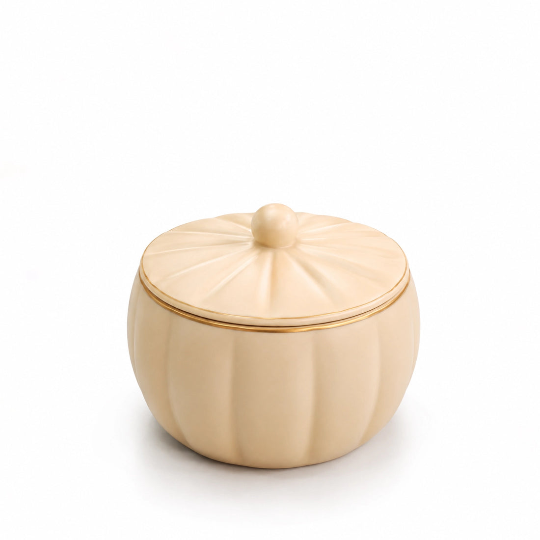 CJ012B Ceramic Candy Bowl – 3.5 Inch – Beige Candy Bowl with Lid