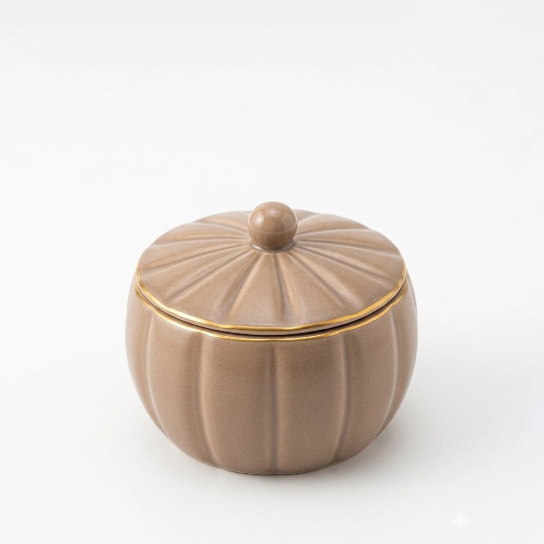 CJ012LB Ceramic Candy Bowl – 3.5 Inch – Light Brown Candy Bowl with Lid