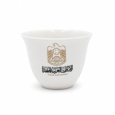Ceramic Cawa Cup Set 12 Pieces 80cc UAE Emblem Design Siddiq Gifts