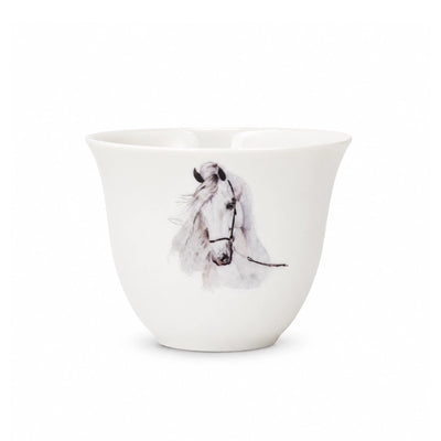 Ceramic Cawa Cup Set 12 Pieces 80cc White Horse Design Siddiq Gifts