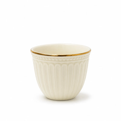 Ceramic Cawa Cup Set 12 Pieces Ivory With Gold Rim Siddiq Gifts