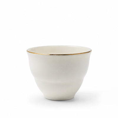 Ceramic Cawa Cup Set 12 Pieces White With Gold Rim Siddiq Gifts