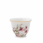 GP-155 Ceramic Ceramic Cawa Cup Set  – 12 Pieces – Floral Design with Gold Rim