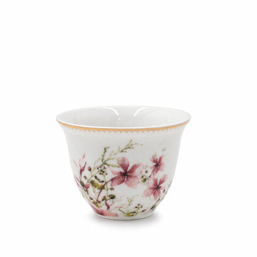 Ceramic Cawa Cup Set 12 Pieces Floral Design With Gold Rim Elegant Set For Arabic Coffee Serving By Siddiq Gifts