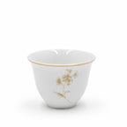 GP-151 Ceramic Cawa Cup Set – 12 Pieces – White Design with Gold Floral Detail