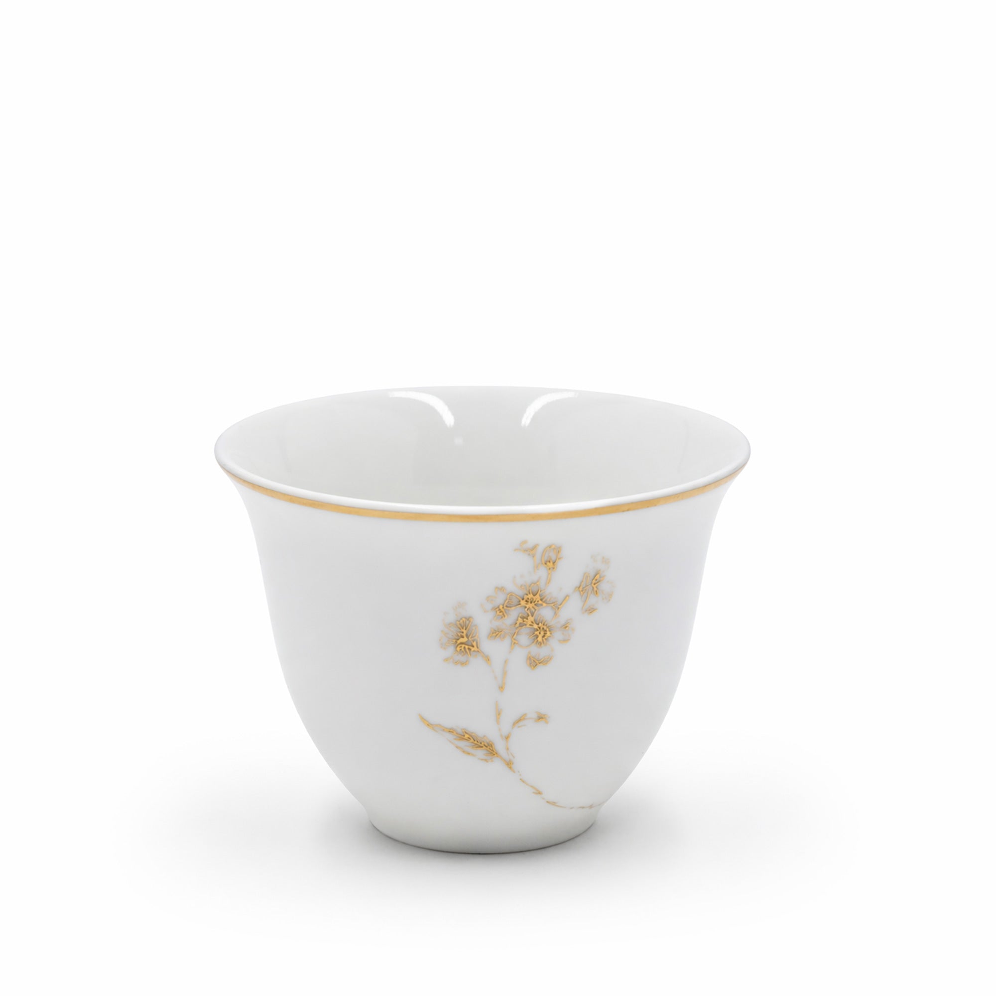 Ceramic Cawa Cup Set 12 Pieces White With Gold Floral Design Elegant Set For Arabic Coffee And Tea Serving By Siddiq Gifts