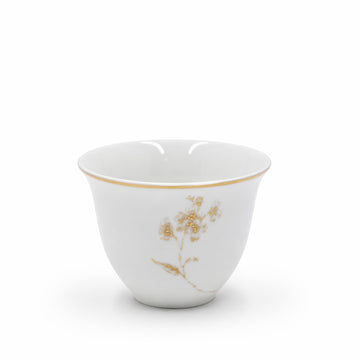 Ceramic Cawa Cup Set 12 Pieces White With Gold Floral Design Elegant Set For Arabic Coffee And Tea Serving By Siddiq Gifts