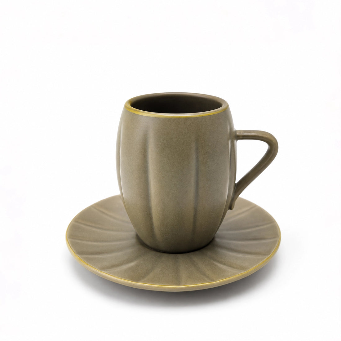 CJ007LB Ceramic Coffee Cup & Saucer Set – 12 Pieces – Light Brown Coffee Cup and Saucer Set