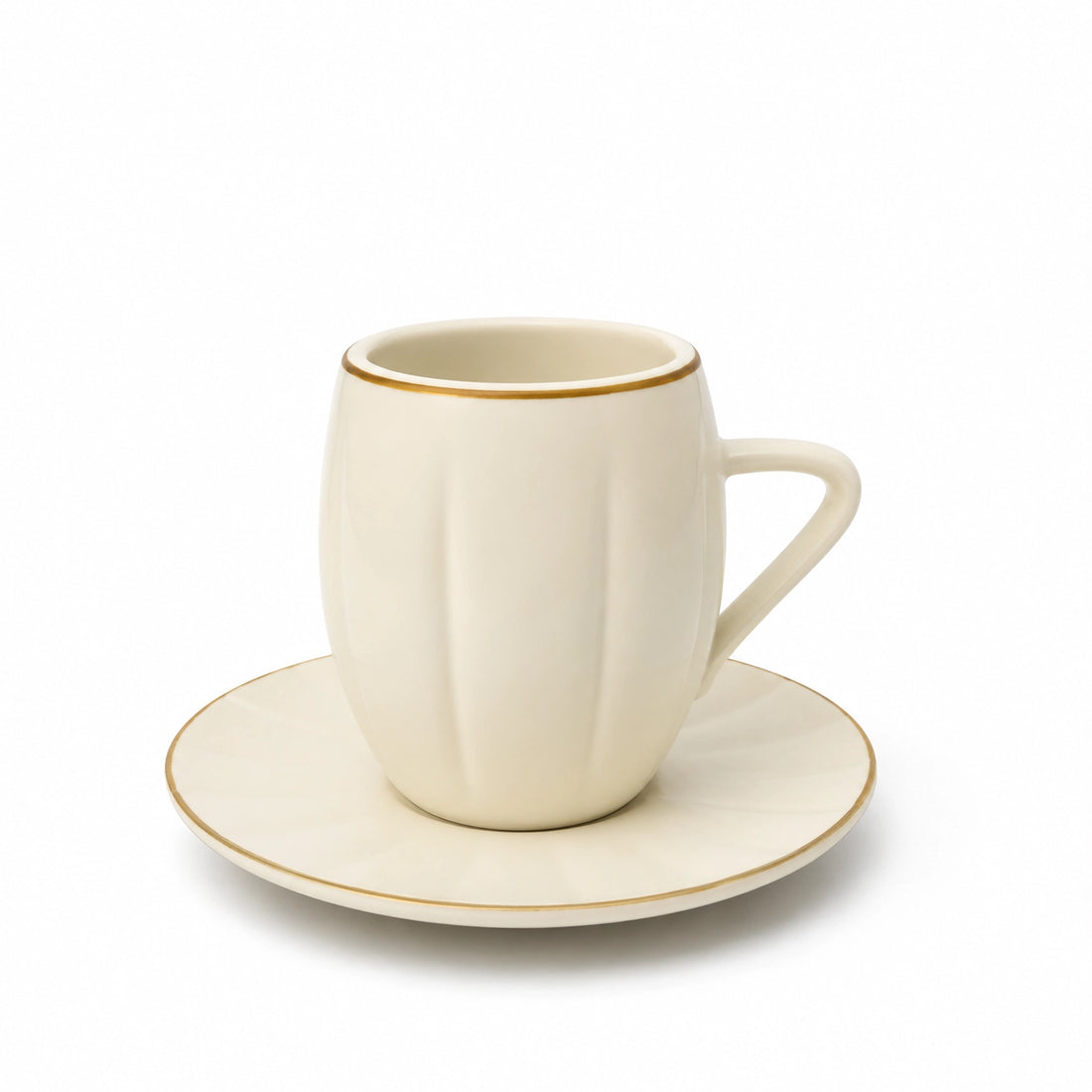 CJ007LC Ceramic Coffee Cup & Saucer Set – 12 Pieces – Light Cream Coffee Cup and Saucer Set