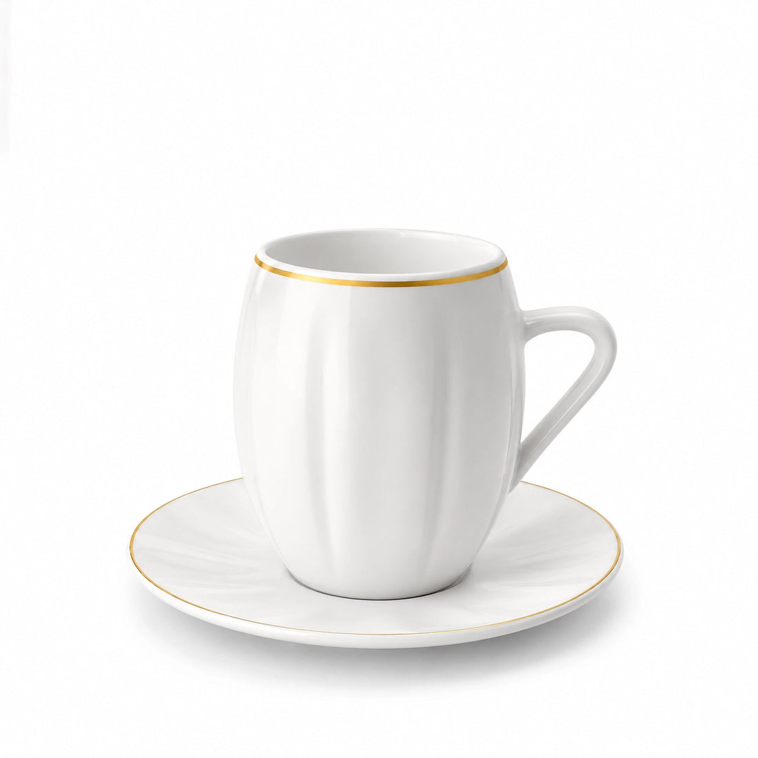 CJ007W Ceramic Coffee Cup & Saucer Set – 12 Pieces – White Coffee Cup and Saucer Set