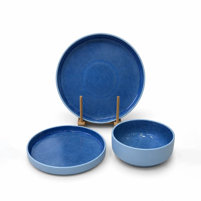 Ceramic Dinner Set 18 Pieces Blue Round Design Siddiq Gifts