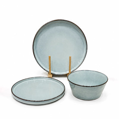 Ceramic Dinner Set 18 Pieces Light Blue Round Design Siddiq Gifts