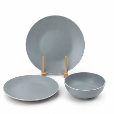 Ceramic Dinner Set 18 Pieces Matte Grey Round Design Siddiq Gifts