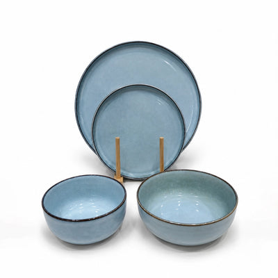 Ceramic Dinner Set 24 Pieces Light Blue Round Design Siddiq Gifts