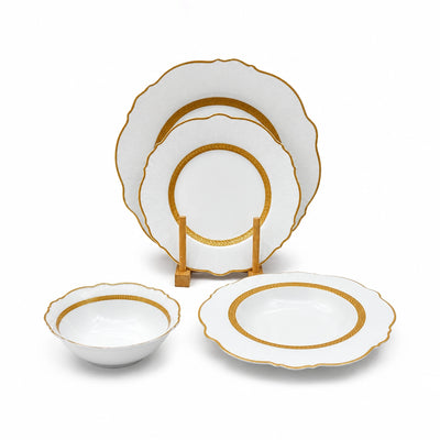 Ceramic Dinner Set 24 Pieces White With Gold Rim Siddiq Gifts