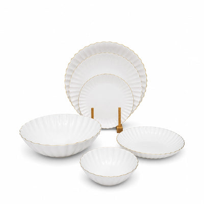 Ceramic Dinner Set 26 Pieces White With Gold Rim Siddiq Gifts