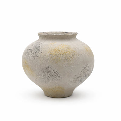 Ceramic Flower Vase 16x18 cm Multicolor Textured Wide Round Decorative Vase For Home Decor By Siddiq Gifts