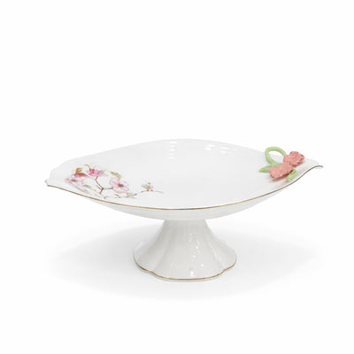 Ceramic Fruit Bowl 38x25 Cm Floral Pedestal Serving Dish With Stand For Fruit Display And Table Centerpiece By Siddiq Gifts