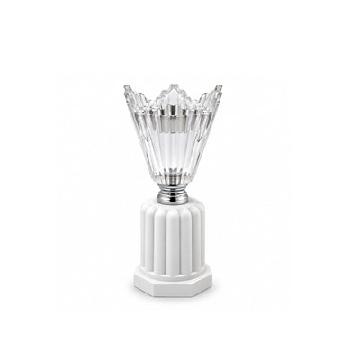 Elegant Ceramic And Glass Decorative Incense Burner Measuring 22 Cm, Featuring White Ceramic, Clear Glass, And Silver Accents, Ideal For Burning Bakhoor And Incense While Enhancing Home Decor At Siddiq Gifts.